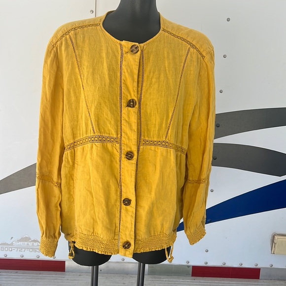Zara Tops - 100% Linen NWOT Zara Basics long sleeve button up Flowy Summer Boho Details sz M